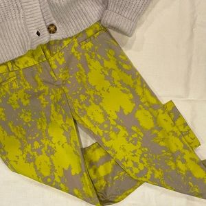 Neon Yellow Printed Ankle Pants